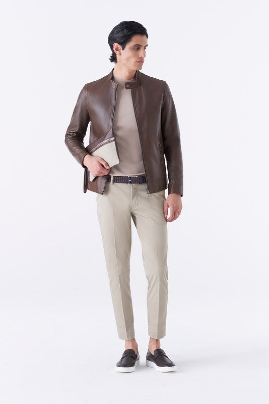 Biker in real leather