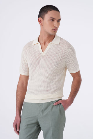 Polo traforata con collo bowling