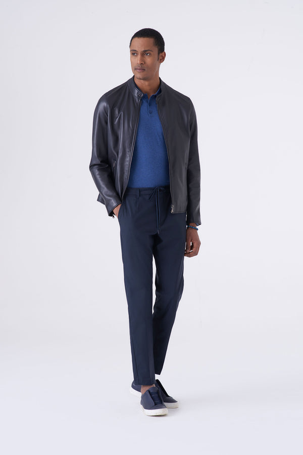 Biker in real leather