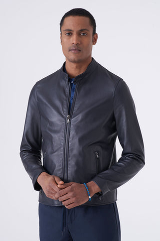 Biker in real leather