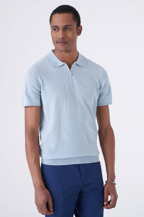 Polo in cotone con zip