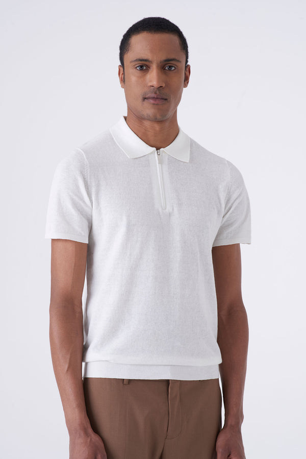 Polo in cotone con zip