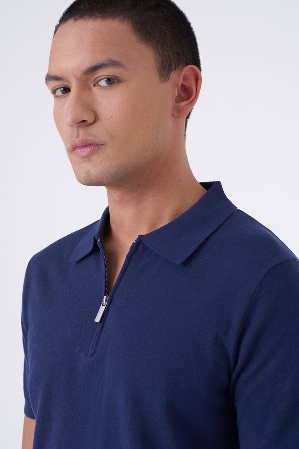 Polo in cotone con zip