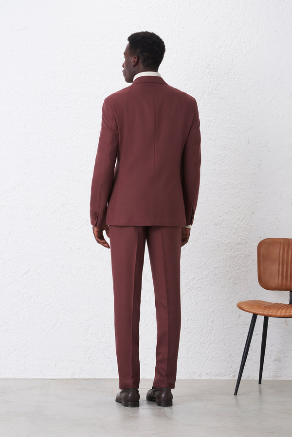 Regular Fit Double-Breasted Suit with Diagonal Weave
