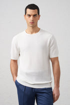 Maglia Bianco in Filo di Cotone 100% Manica Corta