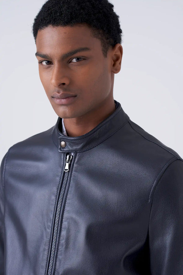 Biker in real leather