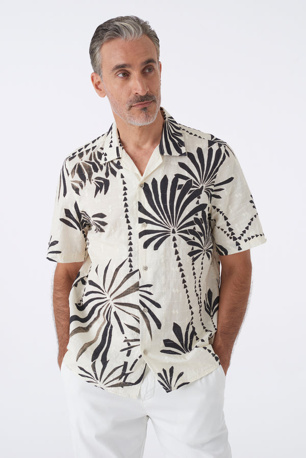 Camicia fantasia tropicale manica corta