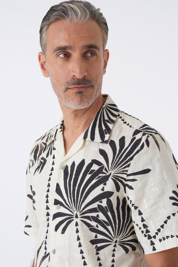 Camicia fantasia tropicale manica corta