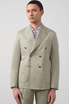 Giacca Doppiopetto Decostruita Uomo in Cotone Tecnico Stretch Verde