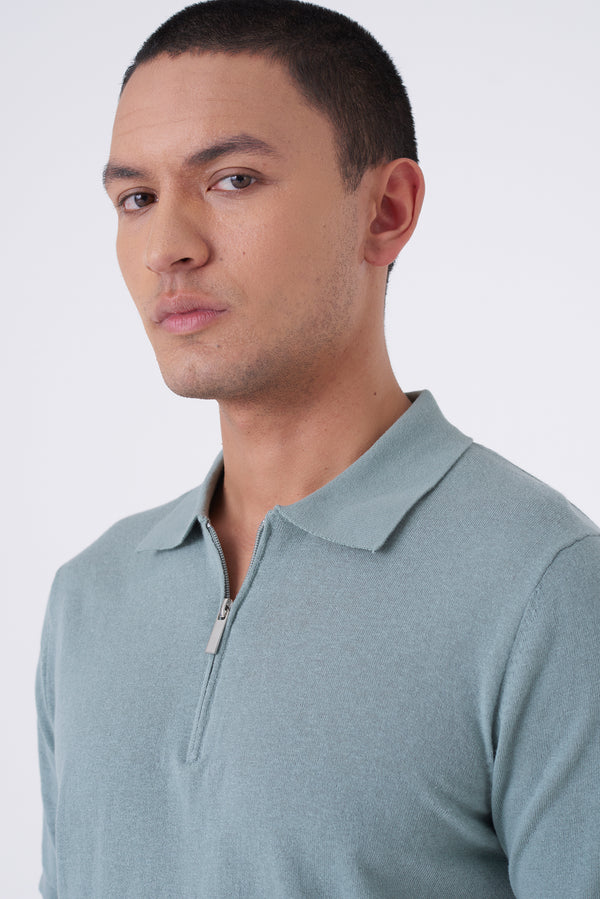 Polo in cotone con zip