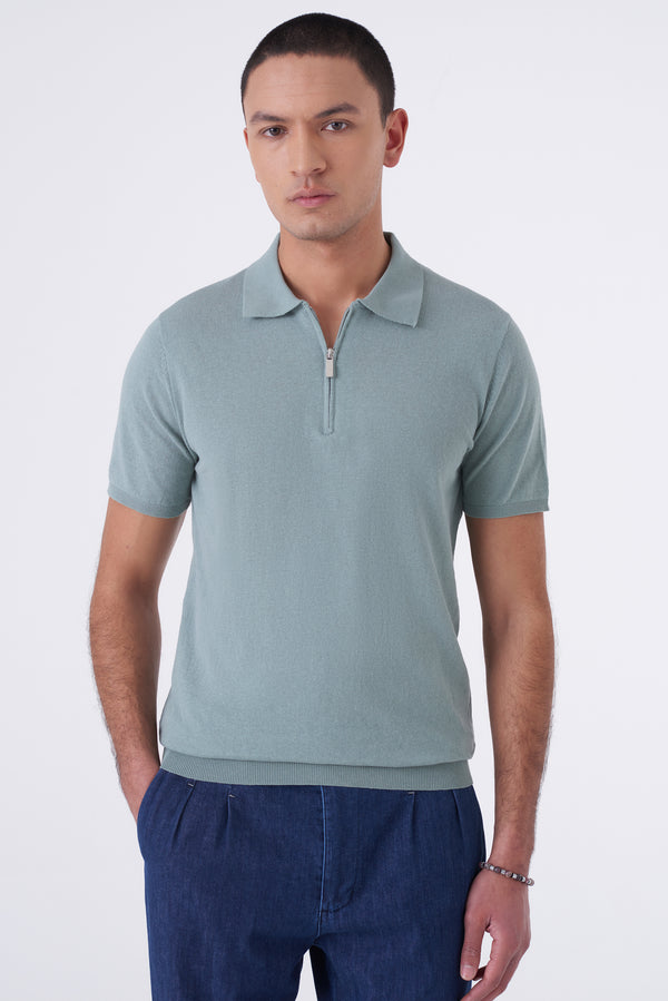 Polo in cotone con zip
