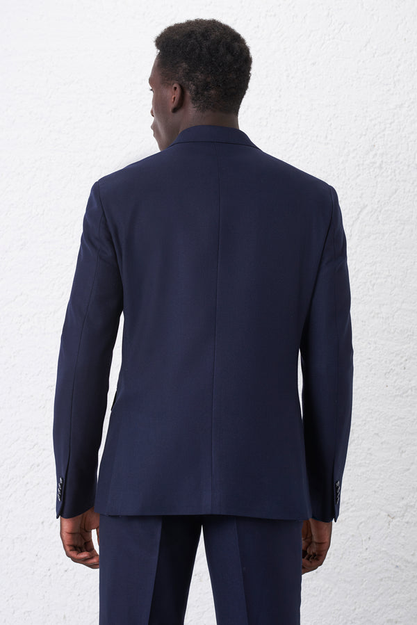 Regular Fit Double-Breasted Suit with Diagonal Weave