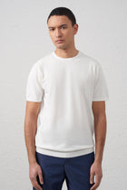 Girocollo manica corta Bianco in Cotone Filato 2/60