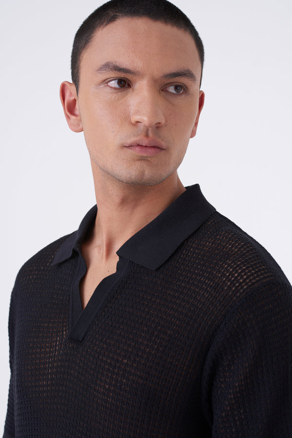 Polo traforata con collo bowling