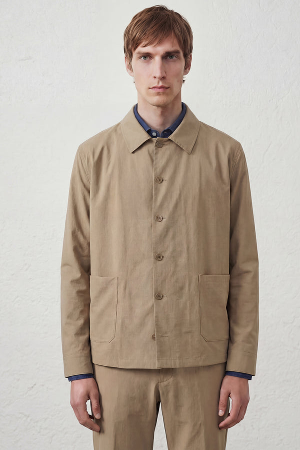 Overshirt in Tessuto Tecnico Stretch Beige