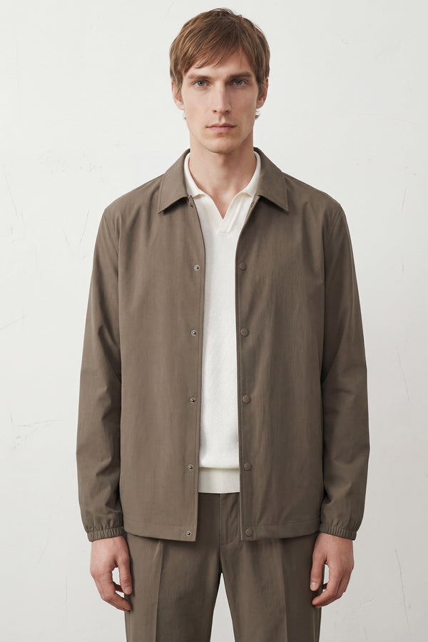 Overshirt Tecnica con Bottoni a Pressione Verde