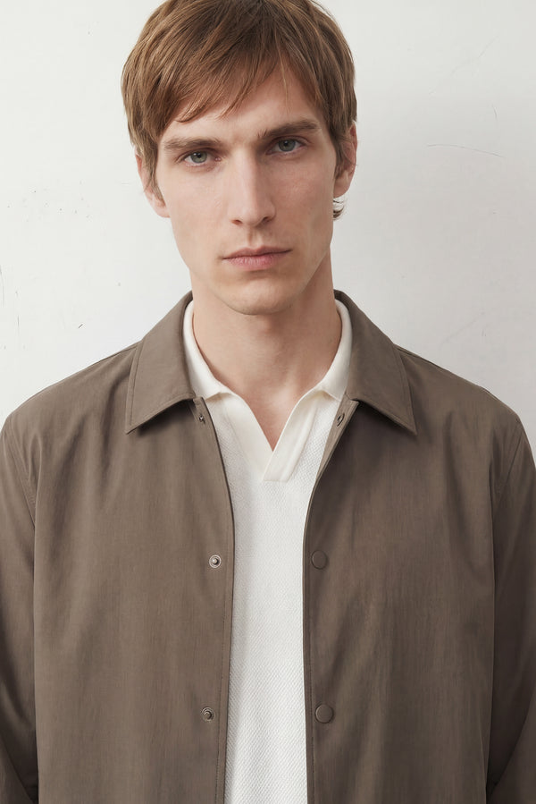 Overshirt Tecnica con Bottoni a Pressione Verde