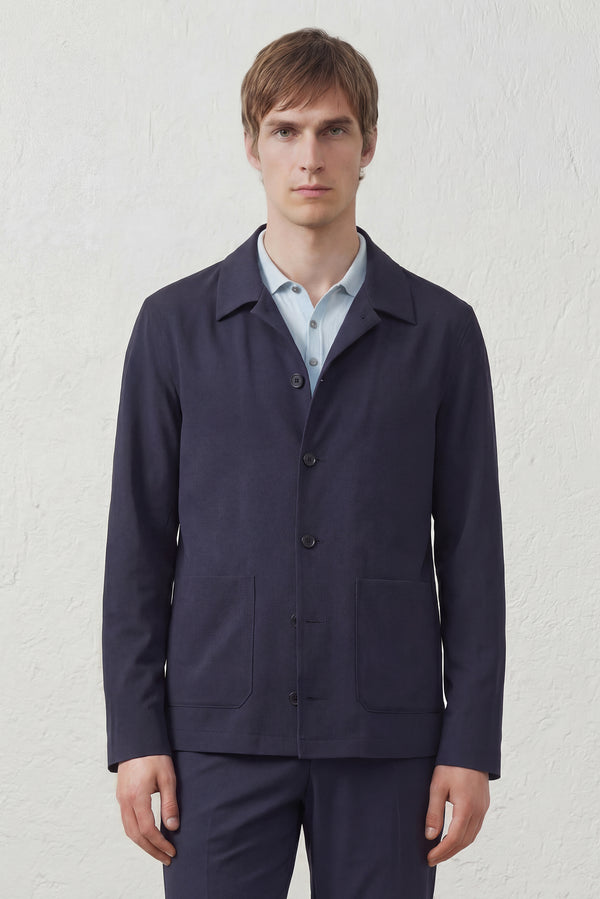 Overshirt in Tessuto Tecnico Stretch Blu