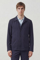 Overshirt in Tessuto Tecnico Stretch Blu
