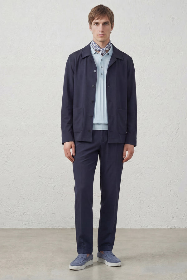 Overshirt in Tessuto Tecnico Stretch Blu