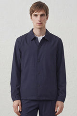 Overshirt Tecnica con Bottoni a Pressione Blu