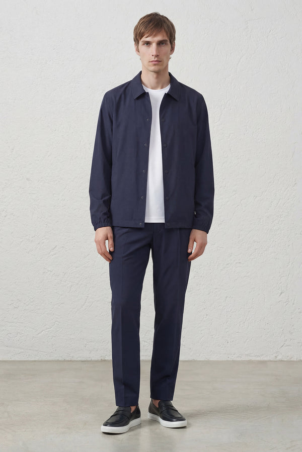 Overshirt Tecnica con Bottoni a Pressione Blu