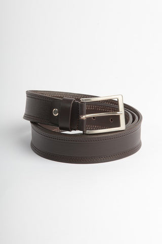 Double stitched leather belt
