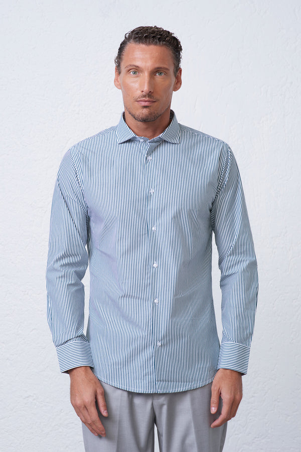 Camicia Uomo a Righe Collo Francese Uomo