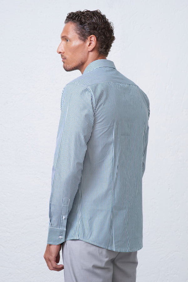 Camicia Uomo a Righe Collo Francese Uomo