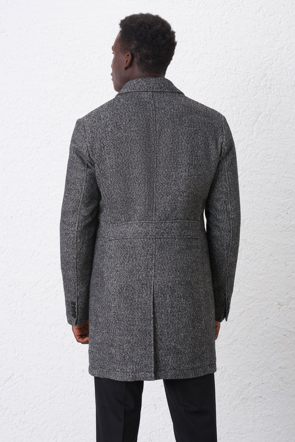 Double-breasted wool blend coat