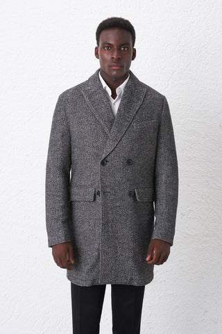Double-breasted wool blend coat