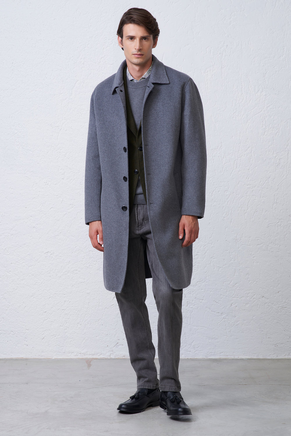 Cappotto Collo Camicia in Misto Lana