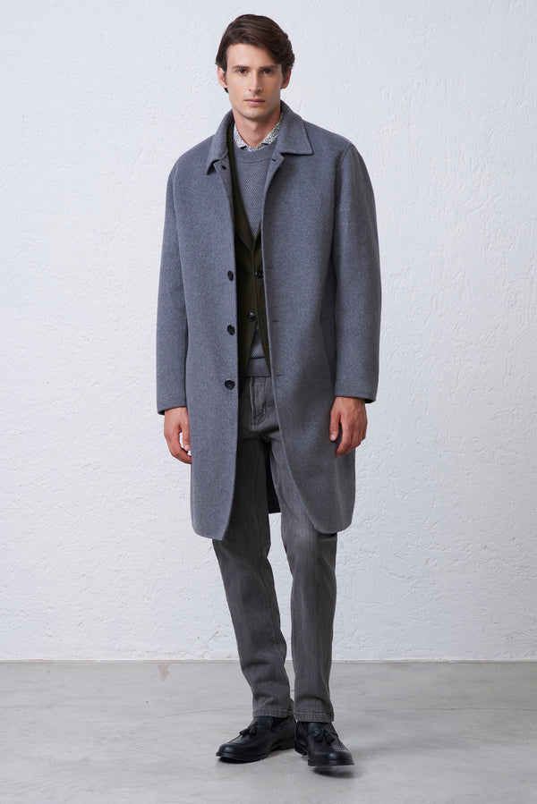 Cappotto Collo Camicia in Misto Lana