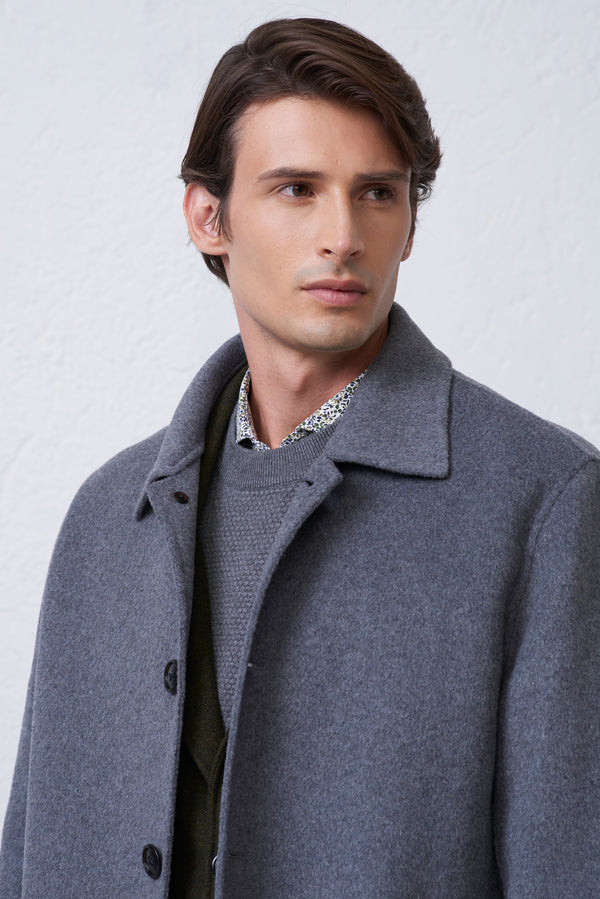 Cappotto Collo Camicia in Misto Lana