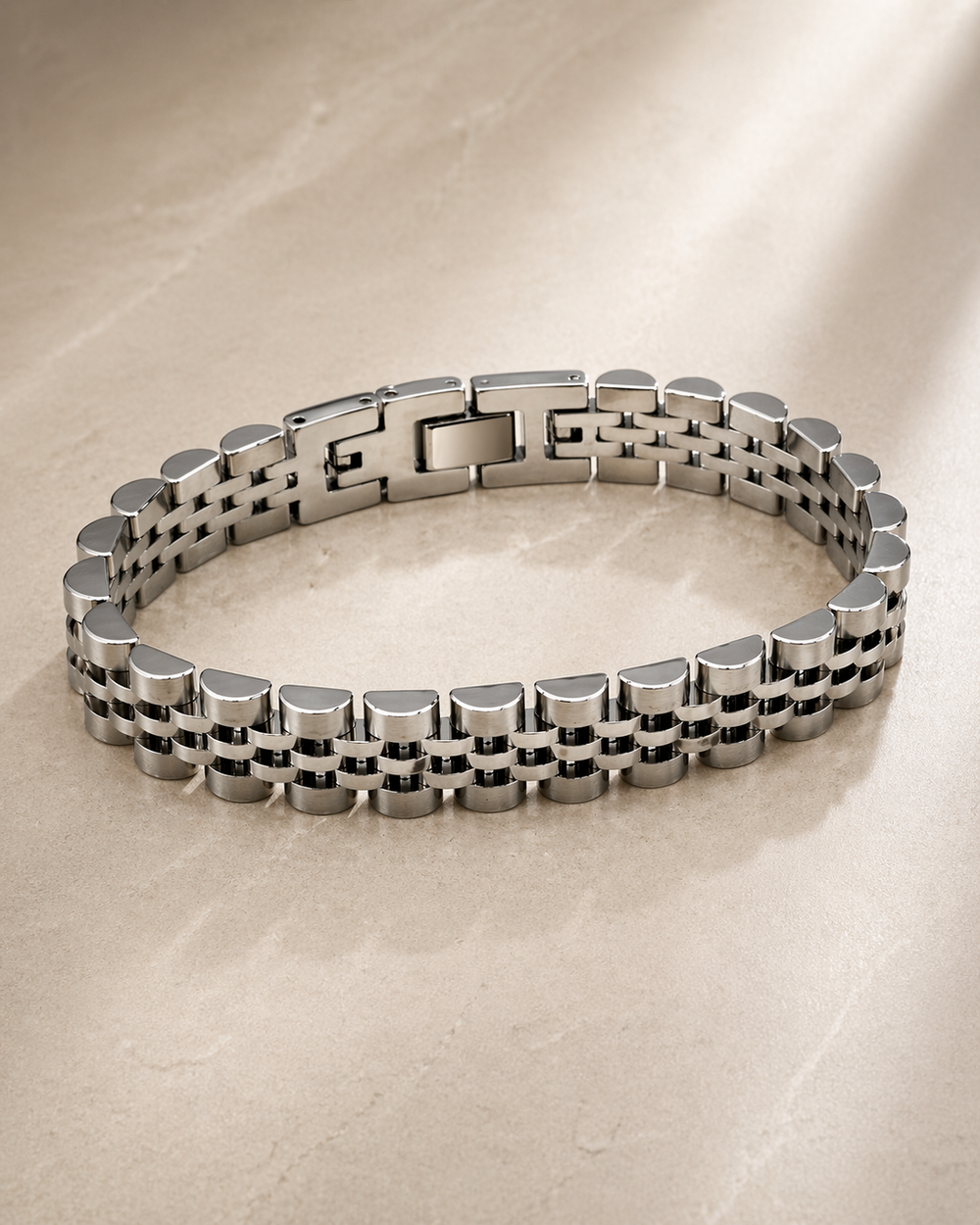 Bracciale acciaio maglia lucida