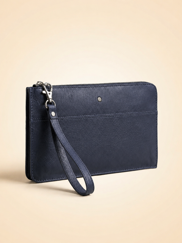 Pochette in Eco Pelle con Zip e Laccetto Removibile