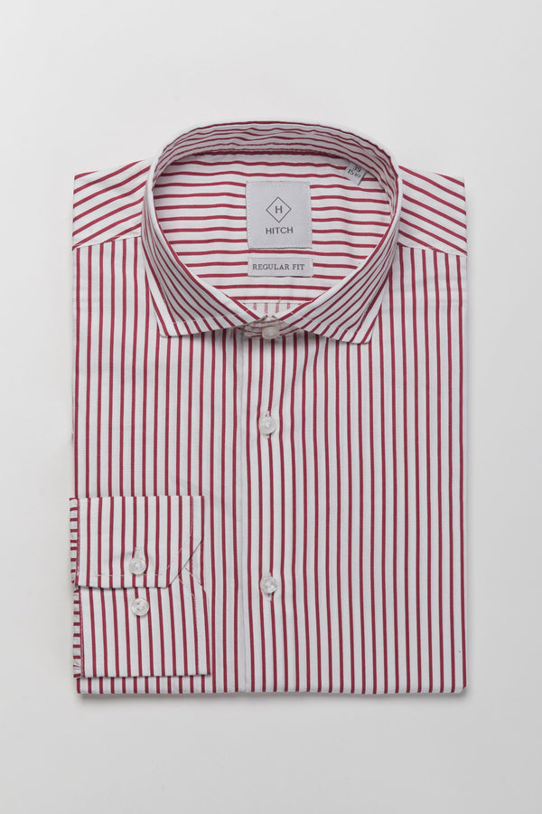 Camicia regular fit a riga media blu rubino