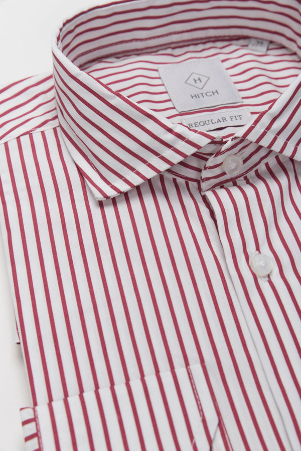 Camicia regular fit a riga media blu rubino