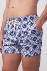 Costume da Bagno Uomo Fantasia Maiolica Blu