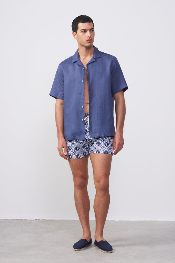 Costume da Bagno Uomo Fantasia Maiolica Blu