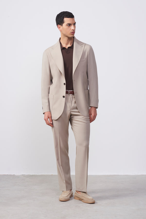 Abito Beige in Pura Lana Slim Fit