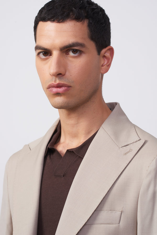 Abito Beige in Pura Lana Slim Fit