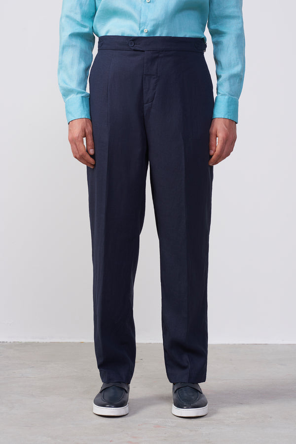 Pantalone  in Lino e Cotone con fibbie laterali