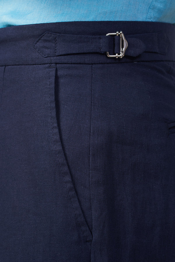 Pantalone  in Lino e Cotone con fibbie laterali