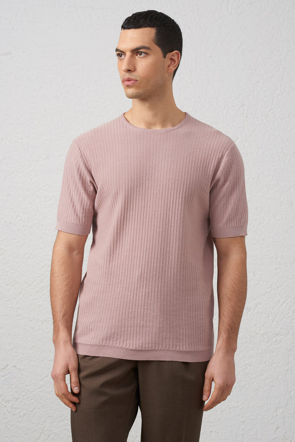 Maglia Rosa  in Filo di Cotone 100% Manica Corta