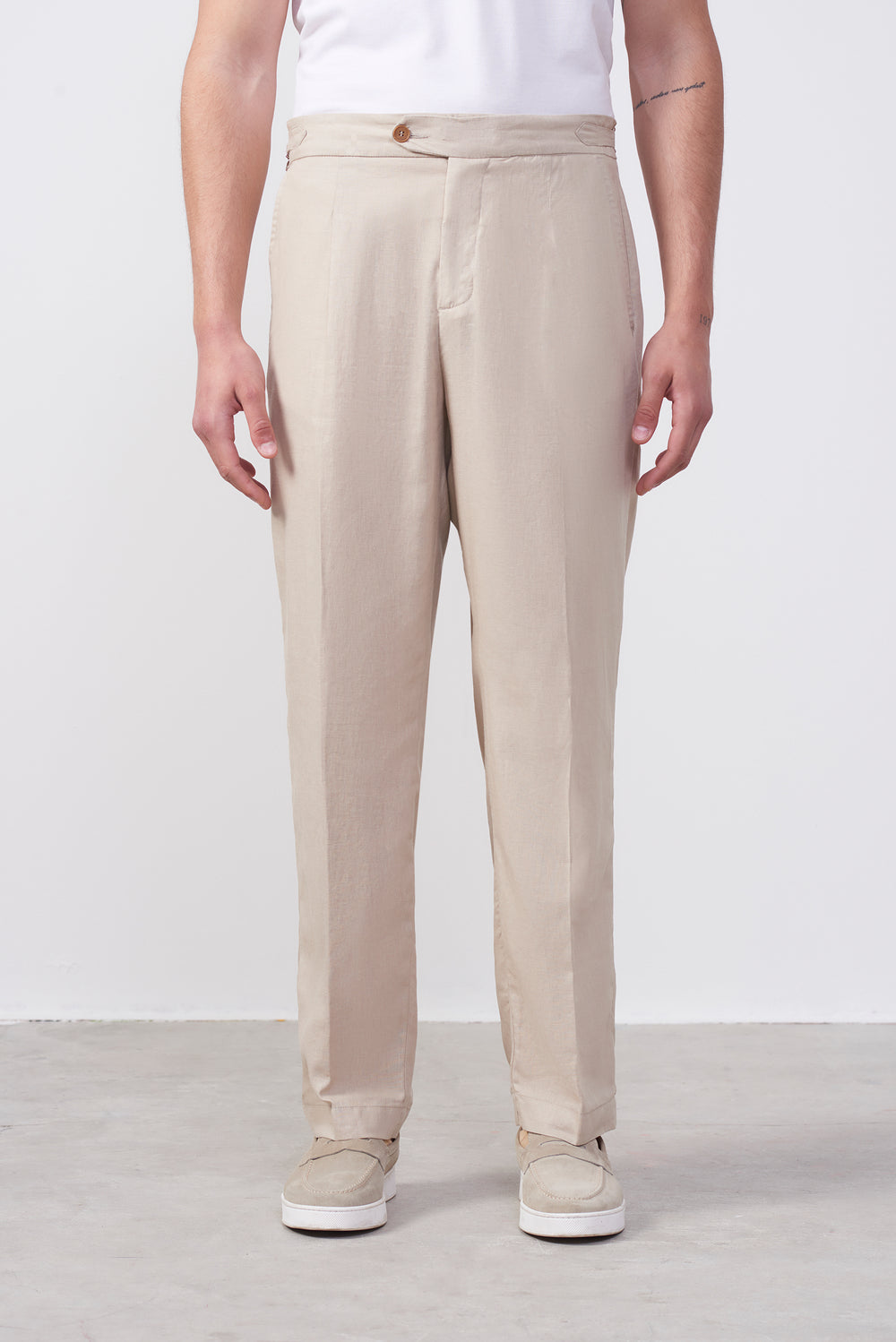 Pantalone  in Lino e Cotone con fibbie laterali