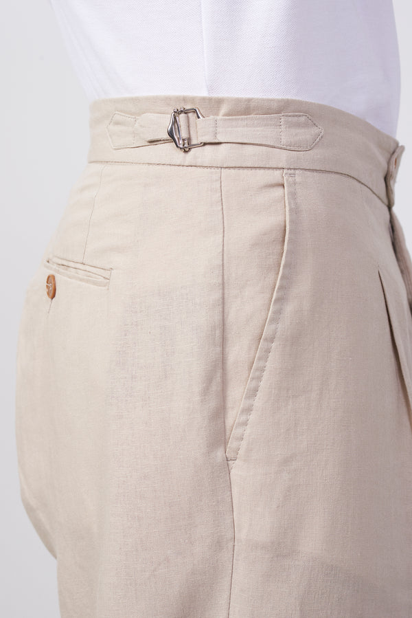 Pantalone  in Lino e Cotone con fibbie laterali