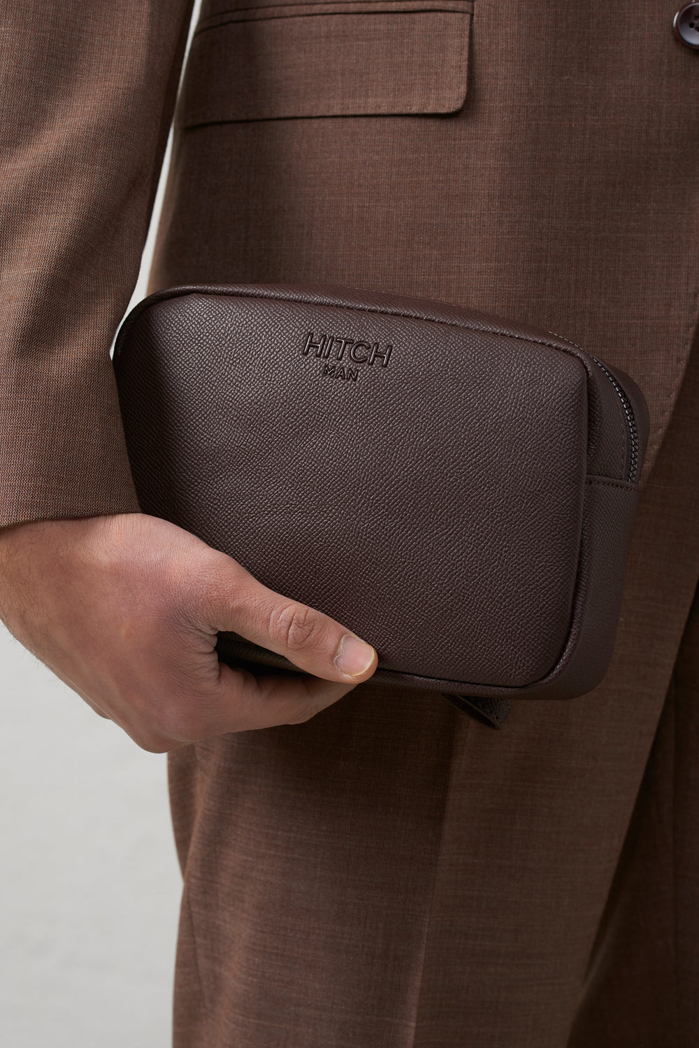 Clutch Organizer in Eco Pelle con Zip e Laccetto Removibile