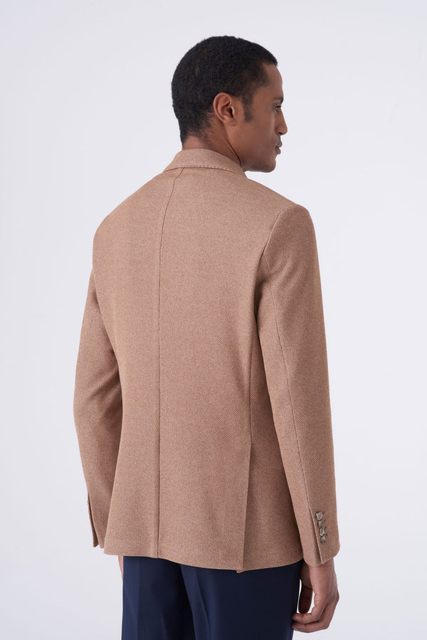 Deconstructed cotton blend knit jacket