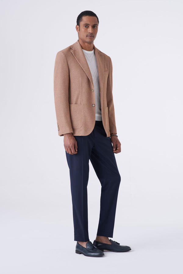 Deconstructed cotton blend knit jacket